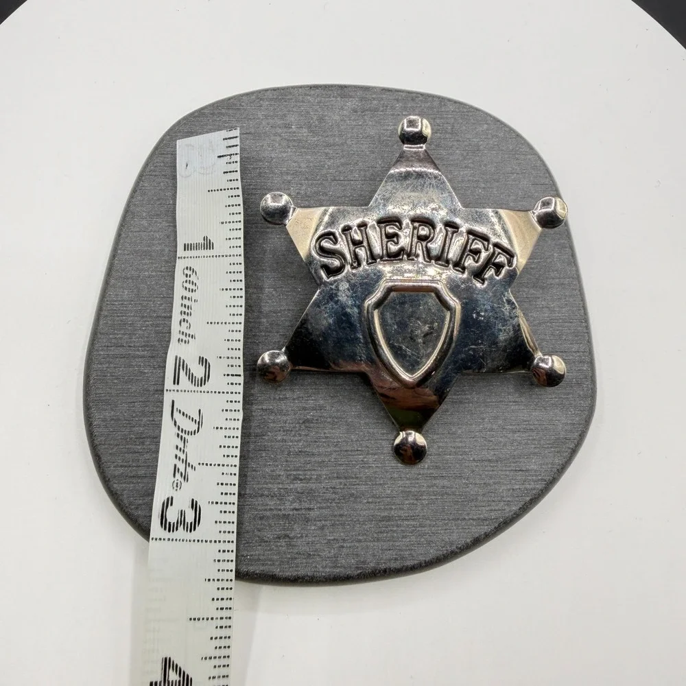 Silver Tone Sheriff Badge Star Brooch Pin Western Cowboy Costume Jewelry Gift